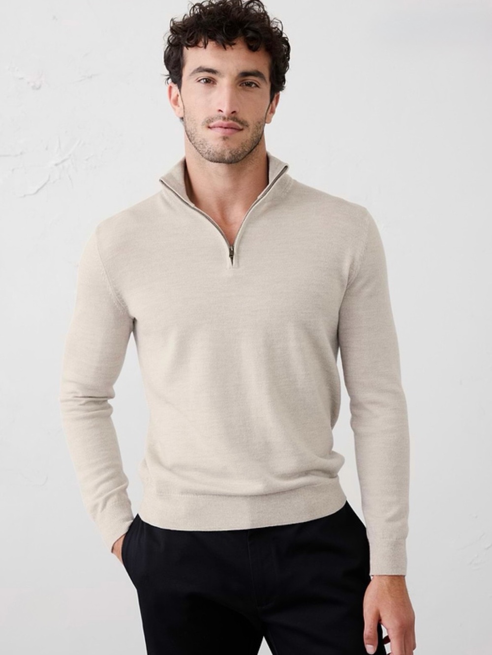banana republic merino quarter zip sweater